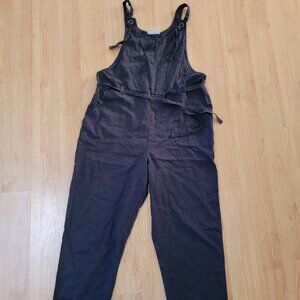 Universal Thread Linen Blend Overalls Small Artist Boho Gray Black